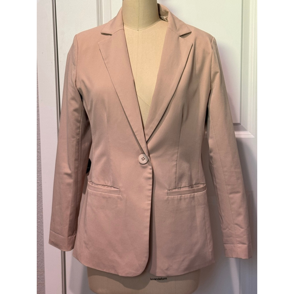 Women's Cicy Bell Khaki Lined Stretch Blazer Jacket M